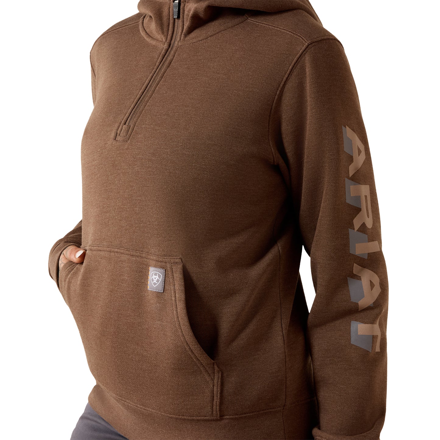 Ariat Ladies Rebar Lightweight Logo 1/2 Zip Raindrum Heather Hoodie 10082241