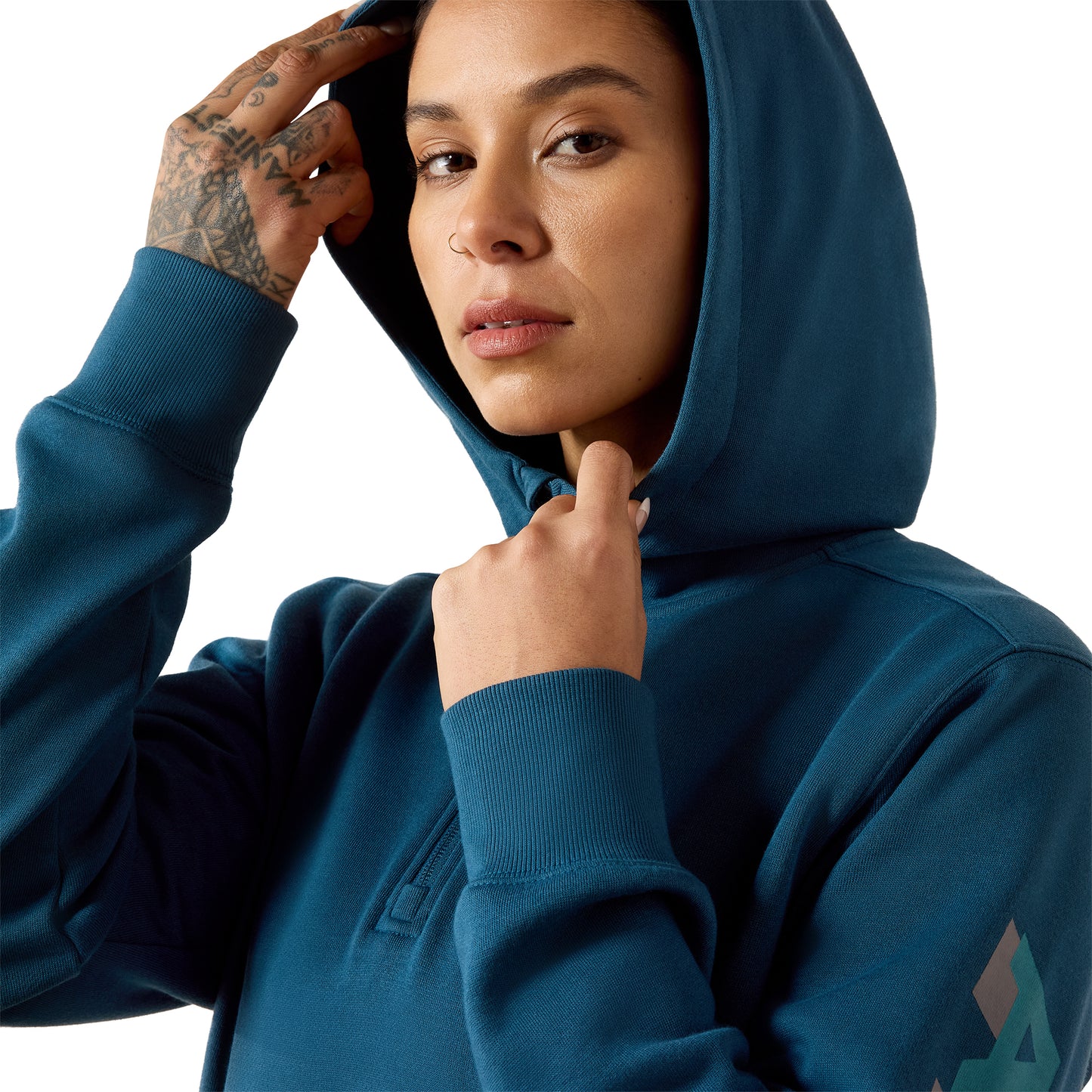 Ariat Ladies Rebar Lightweight Logo 1/2 Zip Deep Dive Hoodie 10082242