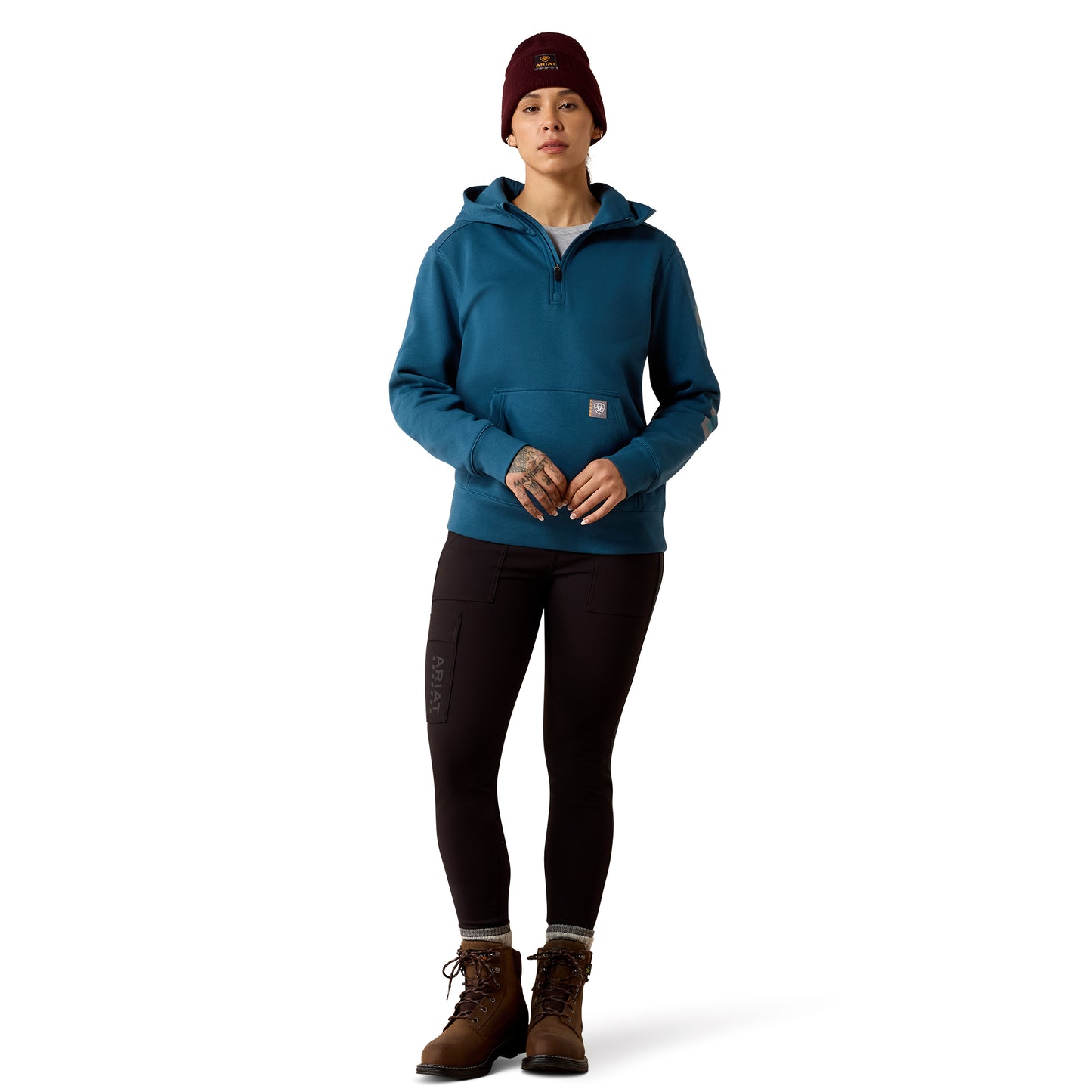 Ariat Ladies Rebar Lightweight Logo 1/2 Zip Deep Dive Hoodie 10082242