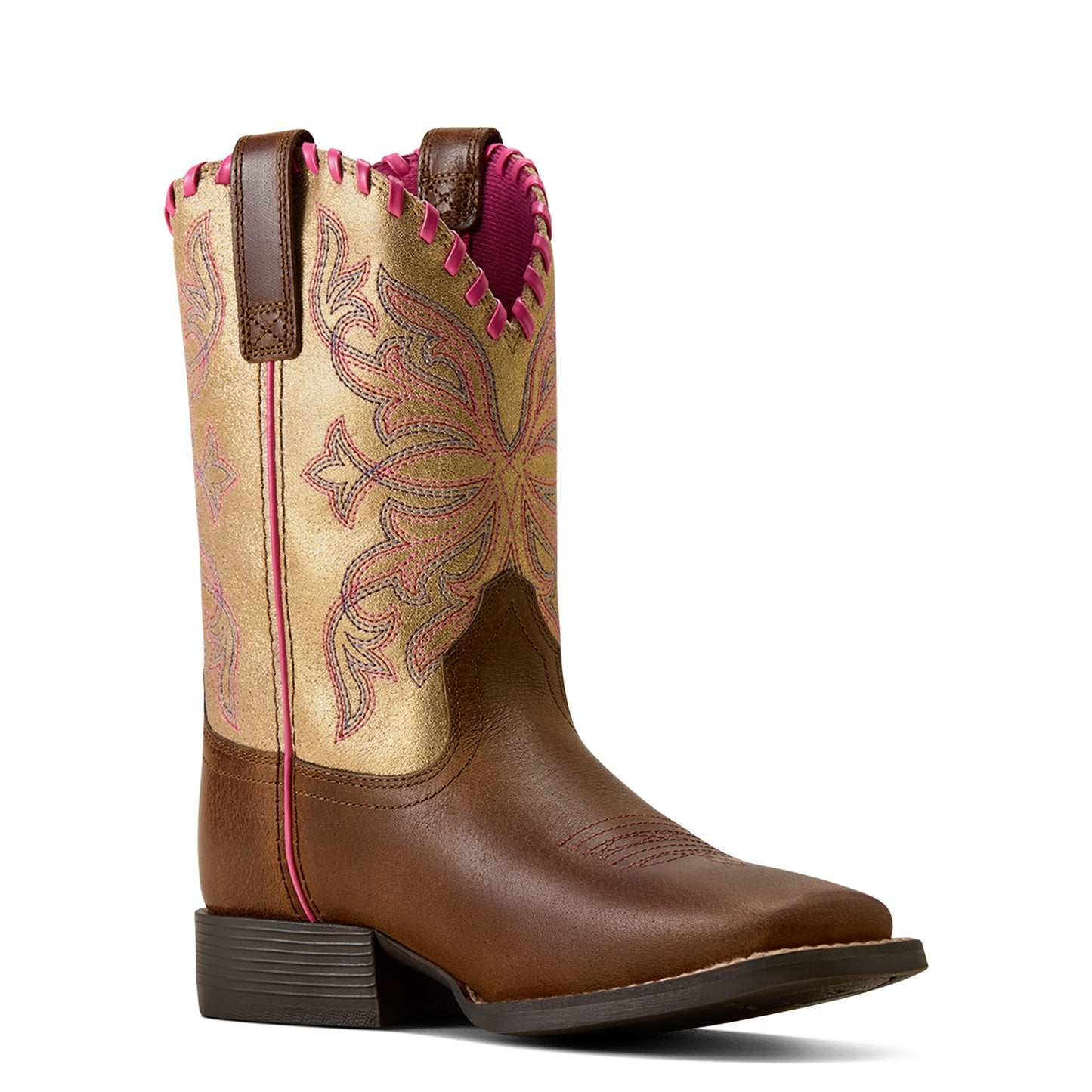 Ariat Youth Sundown Georgia Clay Wide Square Toe Western Boot 10080276