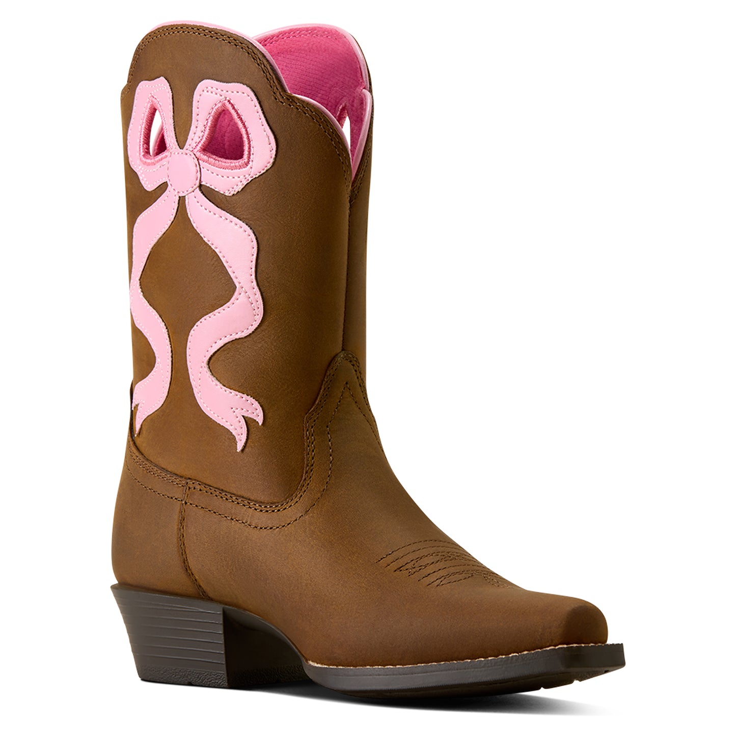 Ariat Youth Girl's Lil Beaux Distressed Brown D Toe Western Boot 10080350