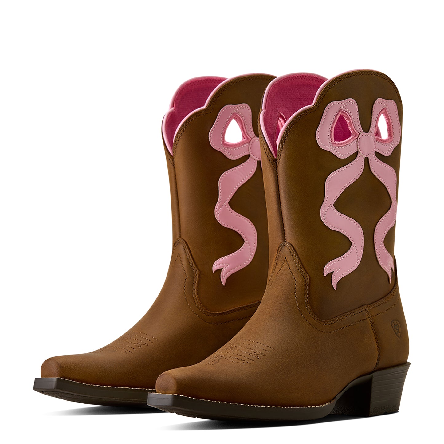 Ariat Youth Girl's Lil Beaux Distressed Brown D Toe Western Boot 10080350