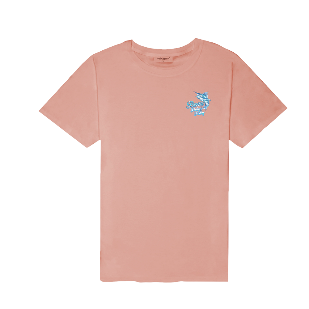 Simply Southern Men's Fishy Cocktail Coral T-Shirt FISHY-COCKTAIL