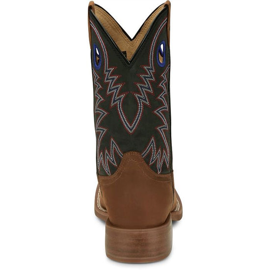 Justin Men's Show Stopper Black Cowhide Wide Square Toe Western Boots FN7121