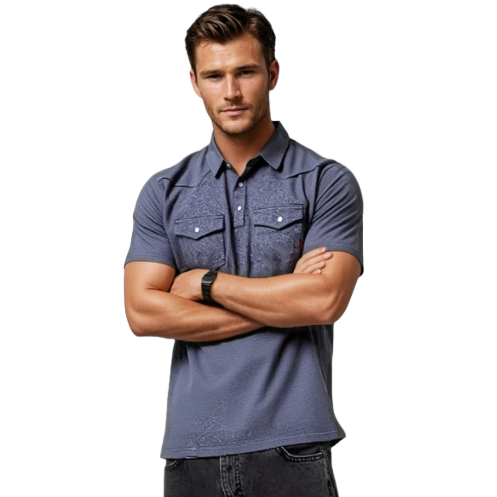 ARIAT Men's MNS Patterson SNP Long Sleeve Shirt – Casual Dress Blue Snap Shirt
