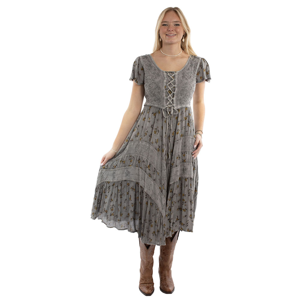 Scully Western Dress Womens Short Sleeve Cap Embroidered Grey Scully Western Dress Womens Short Sleeve Cap Embroidered Grey