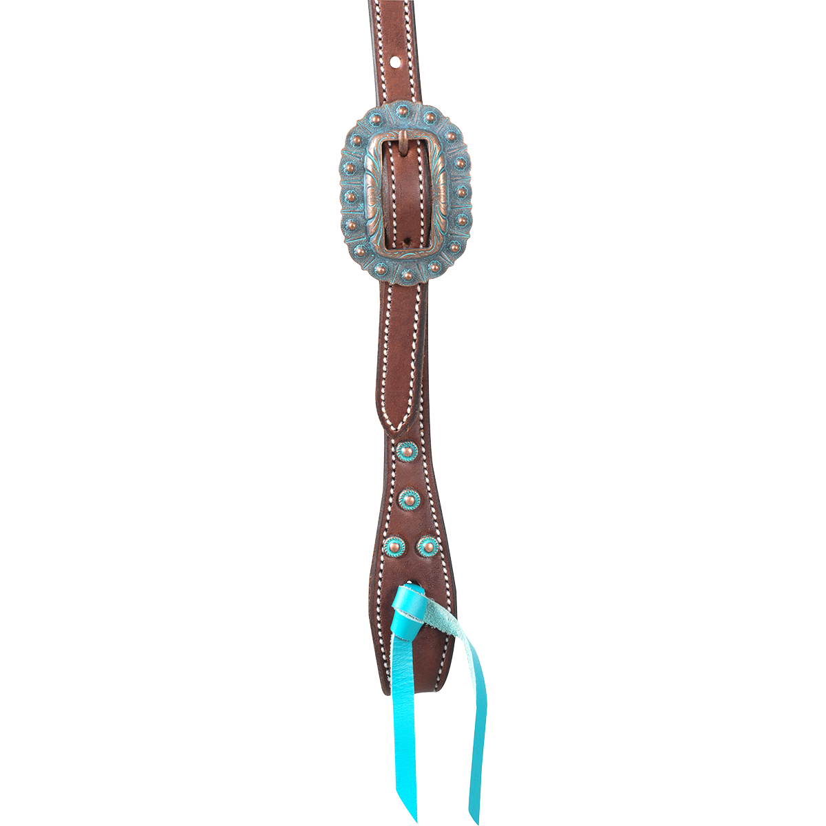 Martin Slip Ear Headstall with Turquoise and Copper Dot Buckles