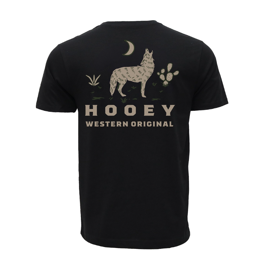 Hooey Men's Coyote Graphic Black Short Sleeve T-Shirt HT1888BK