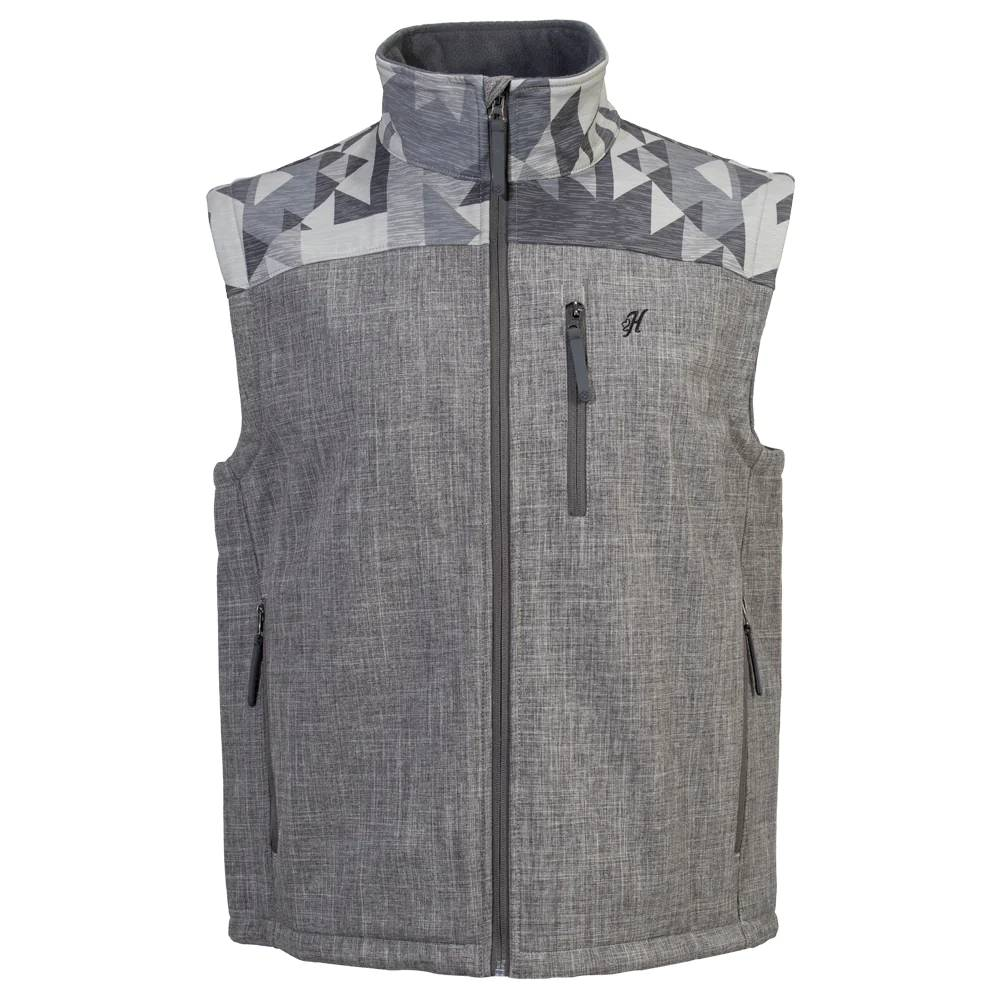 Hooey Men's Softshell Grey Full Zip Aztec Pattern Vest HV109GYAZ