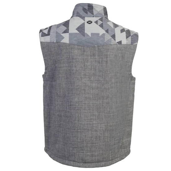 Hooey Men's Softshell Grey Full Zip Aztec Pattern Vest HV109GYAZ