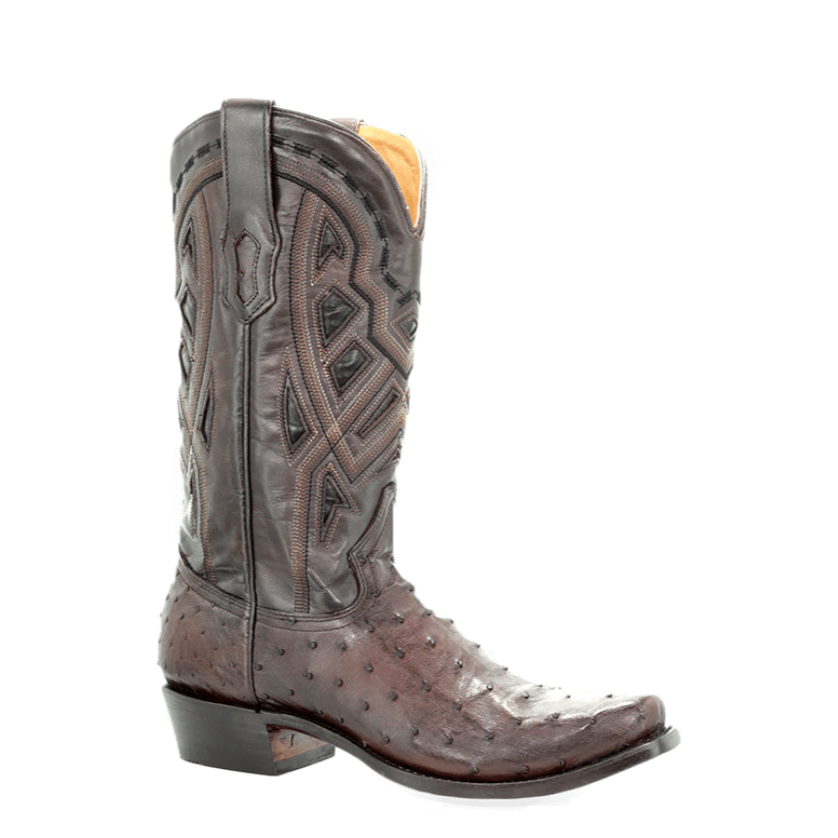 Corral Men's Chocolate Ostrich Narrow Square Toe Boots A3468