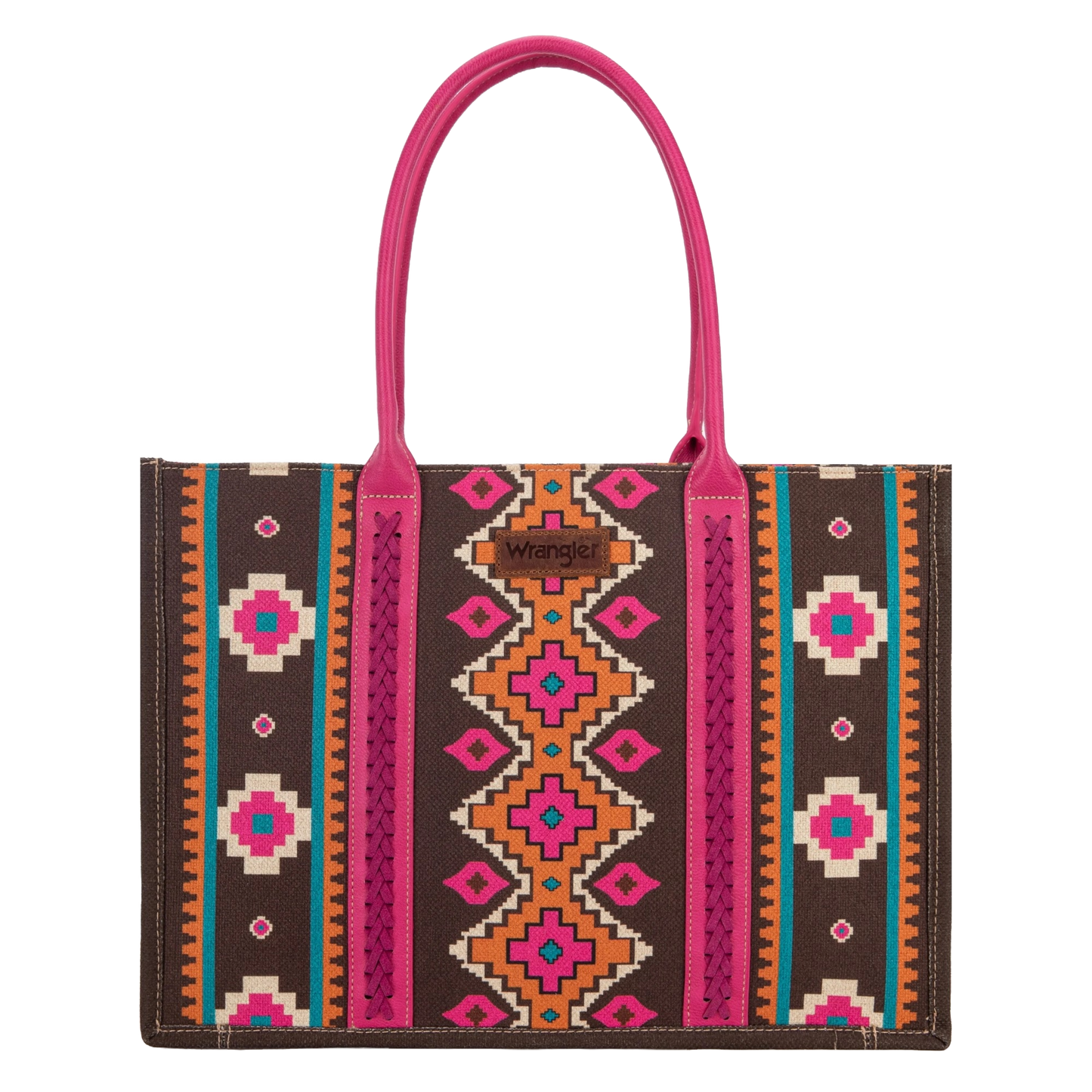 Wrangler Ladies Southwestern Dual Sided Hot Pink Wide Tote Bag WG2203-8119HPK