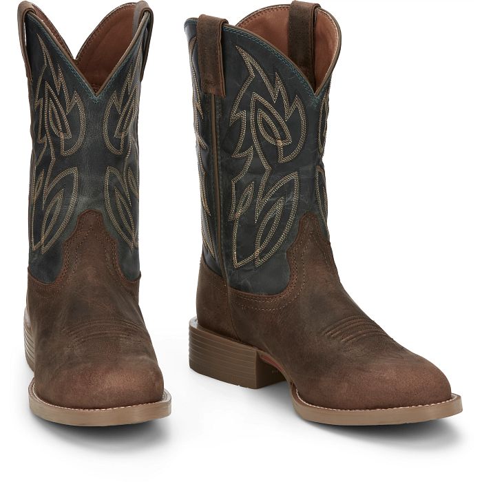 Justin Men's Rendon Steel Blue Water Buffalo Western Boots SE7533
