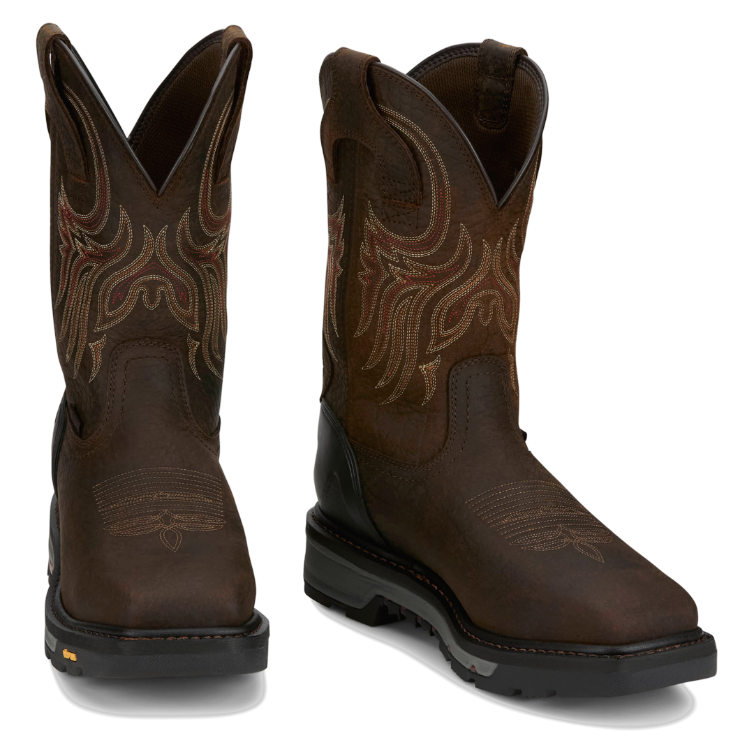 Justin Men's Driscoll Pecan Brown 11" Waterproof Steel Toe Work Boot WK2112