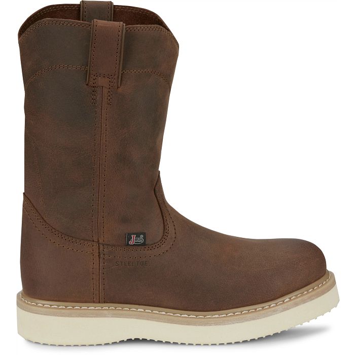 Justin Men's Ram Pecan Brown 10" Round Steel Toe Work Boot OW4711
