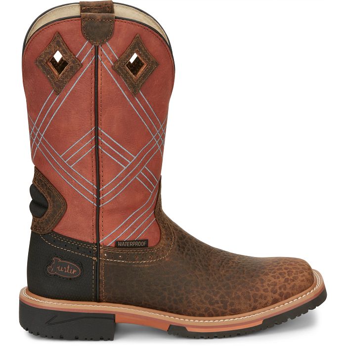 Justin Men's Dalhart 12" Caramel Waterproof Square Toe Work Boot SE4216