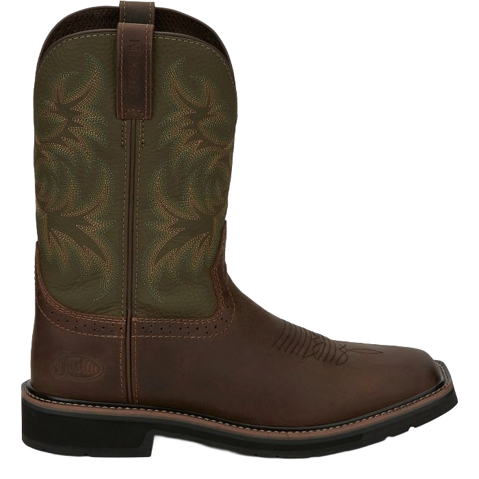 Justin Men's Driller 11" Green Water Buffalo Steel Toe Work Boots SE4688