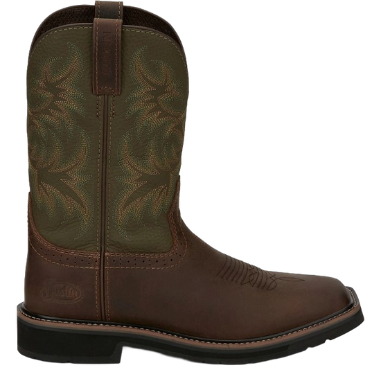 Justin Men's Driller 11" Green Water Buffalo Steel Toe Work Boots SE4688