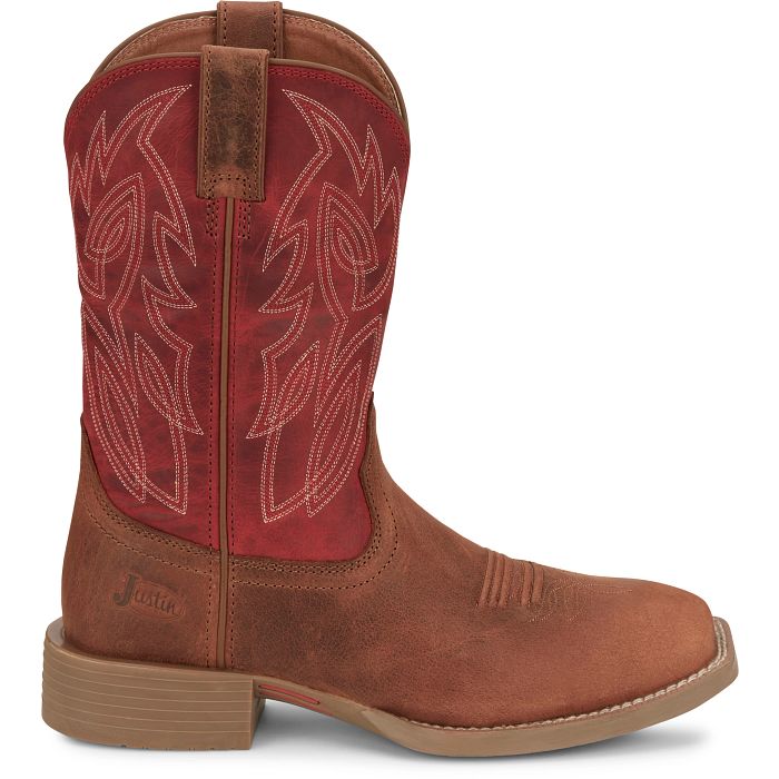 Justin Men's Canter Fiery Red Water Buffalo Western Boots SE7514