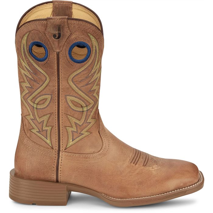 Justin Men's Pickett 11" Light Oak Wide Square Toe Western Boot UN7150