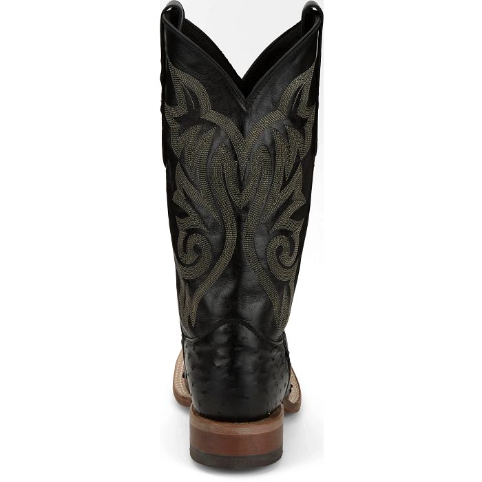 Justin Men's Pascoe 13" Full Quill Ostrich Black Western Boot 8070