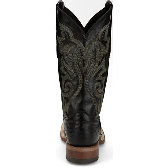 Justin Men's Pascoe 13" Full Quill Ostrich Black Western Boot 8070