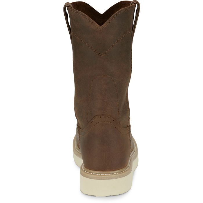 Justin Men's Ram Pecan Brown 10" Round Steel Toe Work Boot OW4711