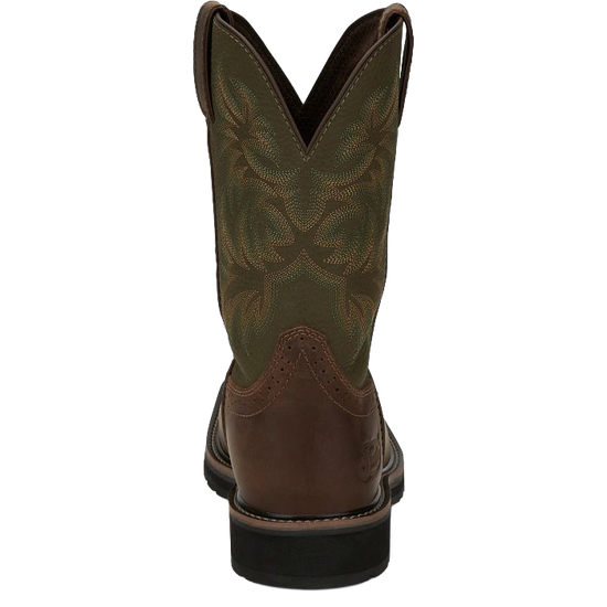 Justin Men's Driller 11" Green Water Buffalo Steel Toe Work Boots SE4688