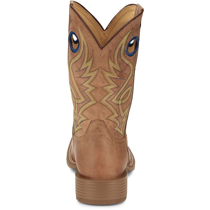 Justin Men's Pickett 11" Light Oak Wide Square Toe Western Boot UN7150