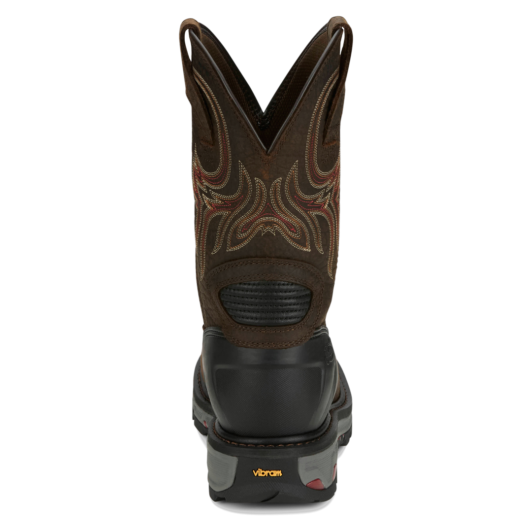 Justin Men's Driscoll Pecan Brown 11" Waterproof Steel Toe Work Boot WK2112