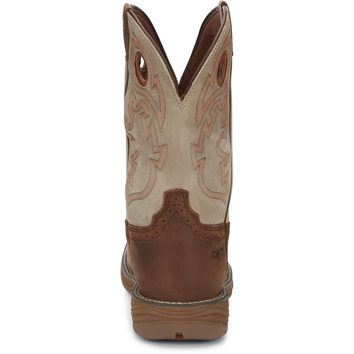 Justin Men's Rush 11" Rust Tan Waterproof Square Nano Comp Toe Work Boot WK4338