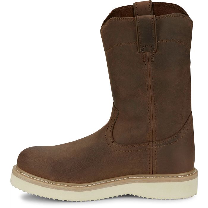 Justin Men's Ram Pecan Brown 10" Round Steel Toe Work Boot OW4711