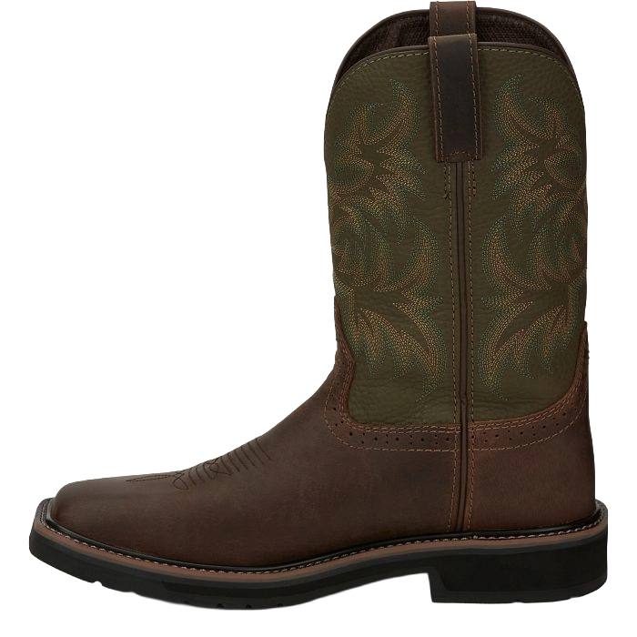 Justin Men's Driller 11" Green Water Buffalo Steel Toe Work Boots SE4688