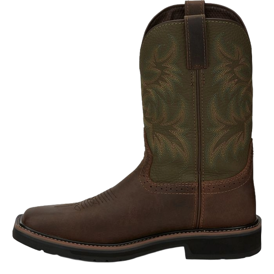 Justin Men's Driller 11" Green Water Buffalo Steel Toe Work Boots SE4688