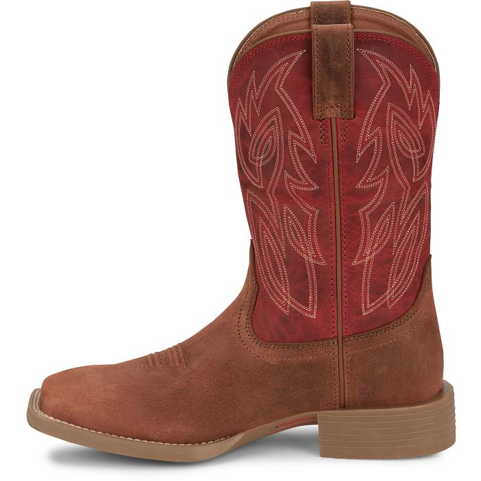 Justin Men's Canter Fiery Red Water Buffalo Western Boots SE7514