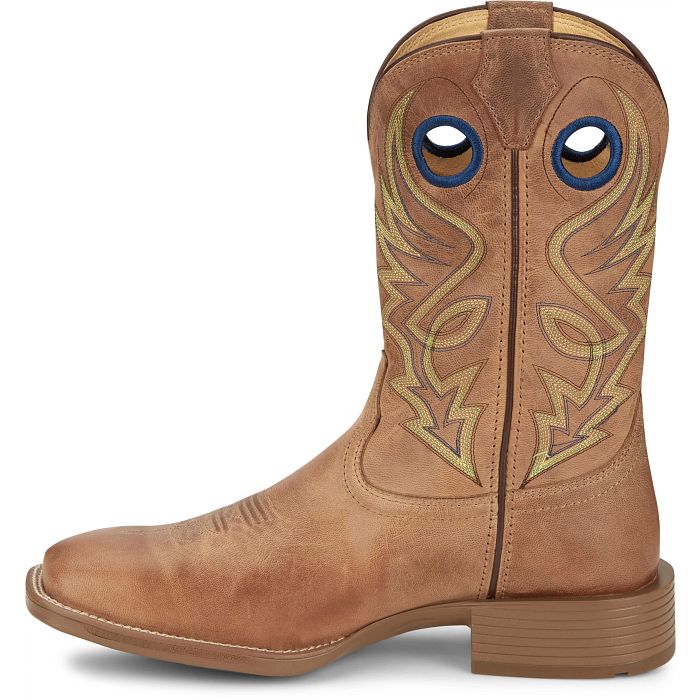 Justin Men's Pickett 11" Light Oak Wide Square Toe Western Boot UN7150