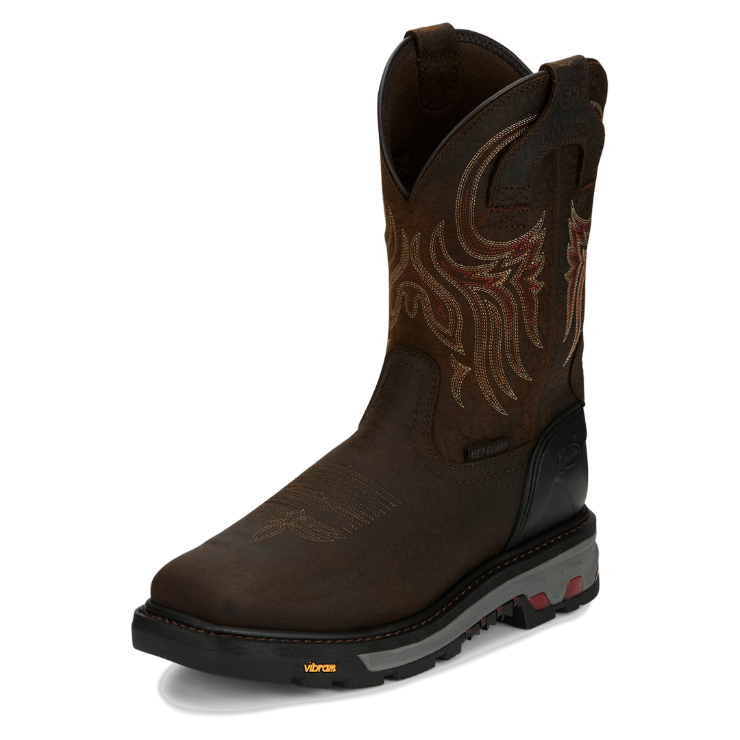 Justin Men's Driscoll Pecan Brown 11" Waterproof Steel Toe Work Boot WK2112