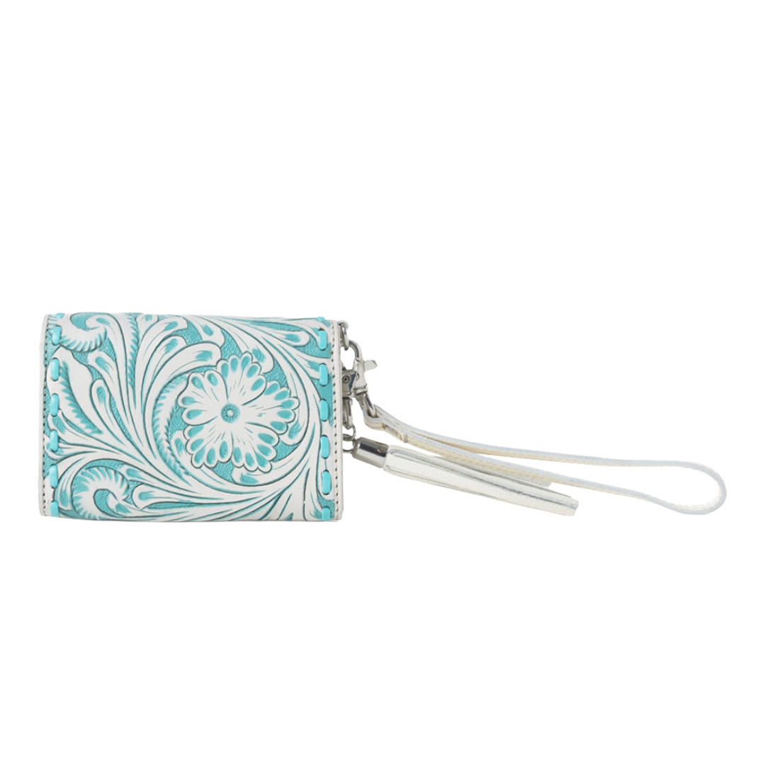 Myra Ladies Elise Western Cyan Handtooled Leather Wallet S-13919