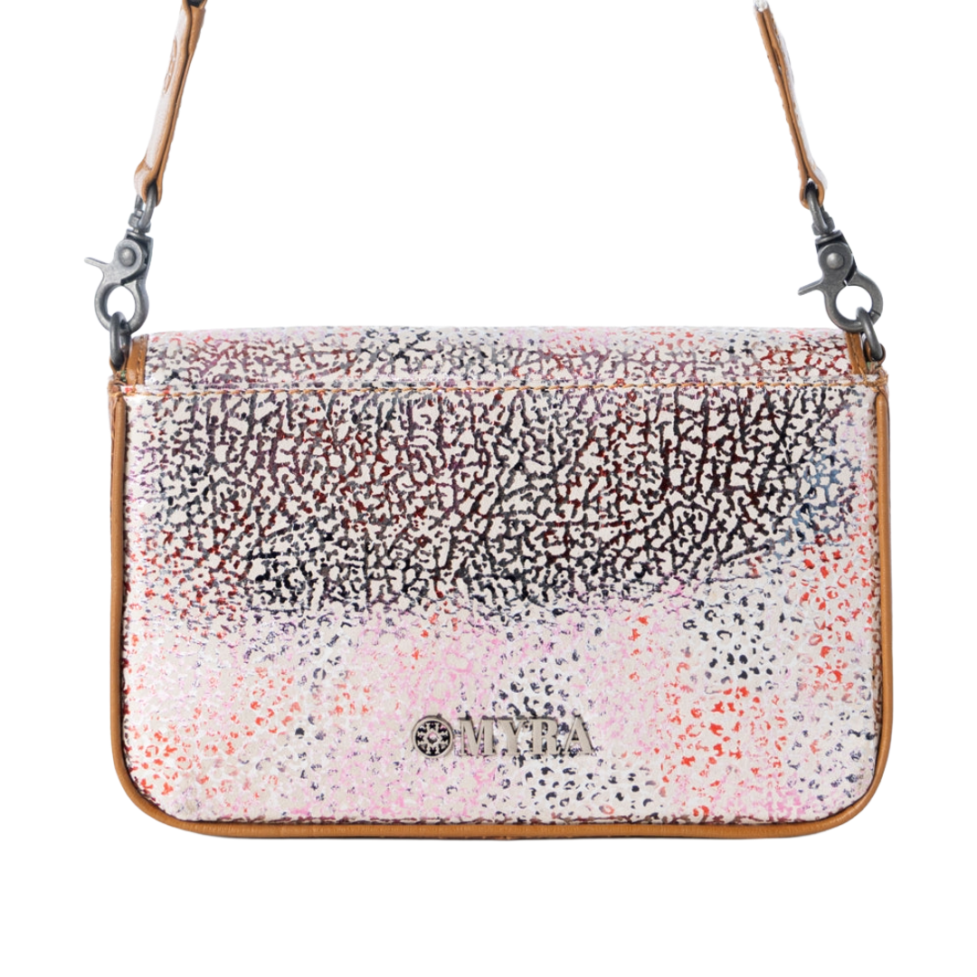 Myra Ladies Wild Print Textured Cream Leather Shoulder Bag S-14878