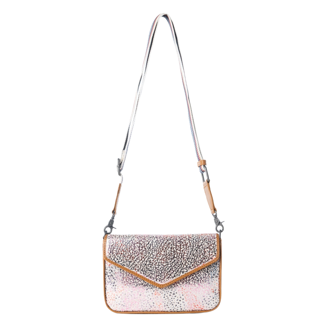 Myra Ladies Wild Print Textured Cream Leather Shoulder Bag S-14878