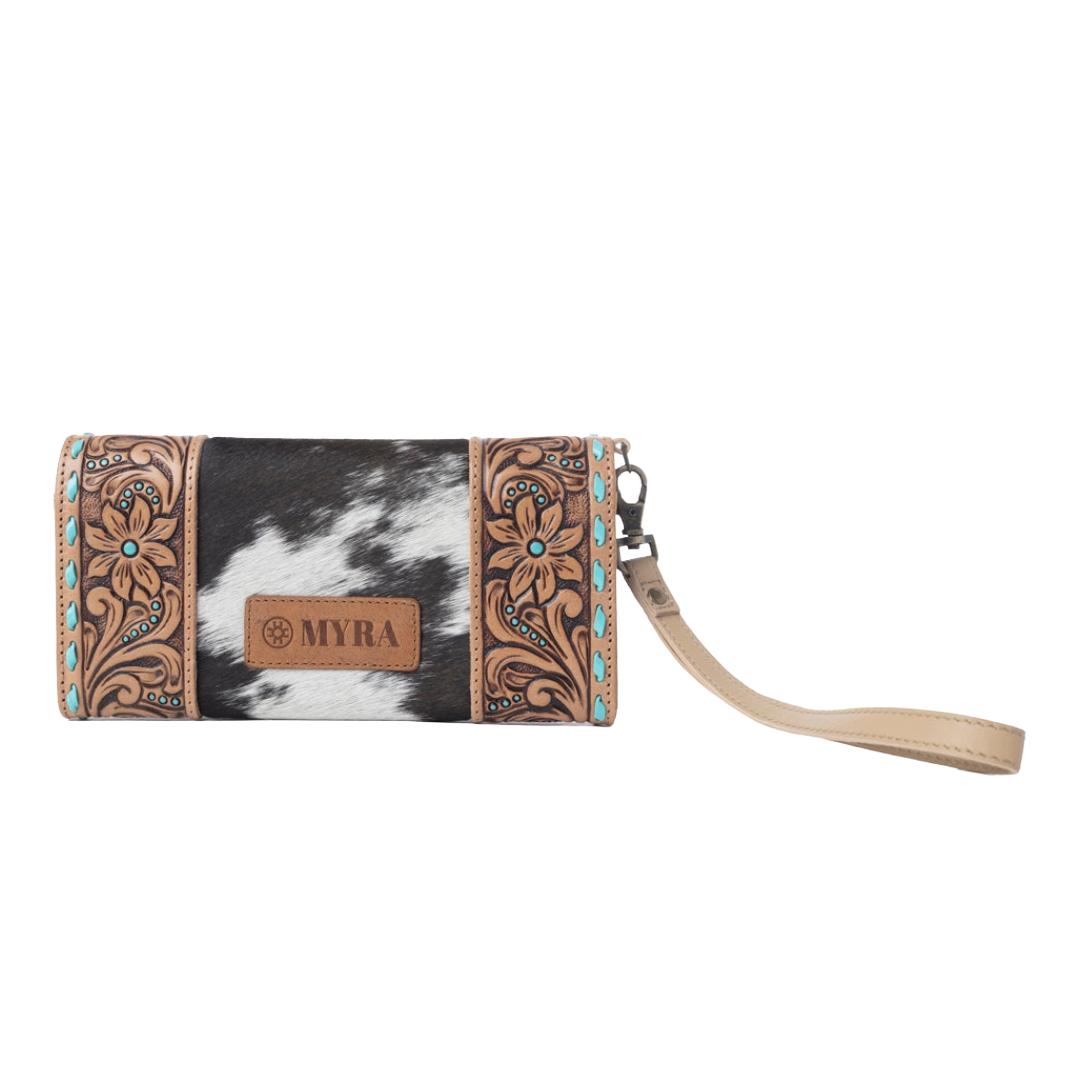 Myra Ladies Stoneflower Hairon Leather Onyx Pearl Wallet S-14656