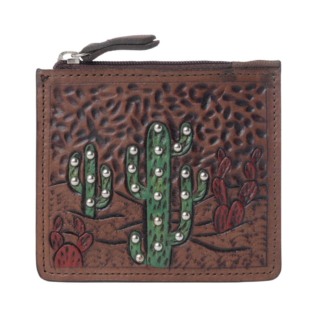 Myra Ladies Briar Creek Sage Tan Handtooled Leather Credit Card Holder S-13923