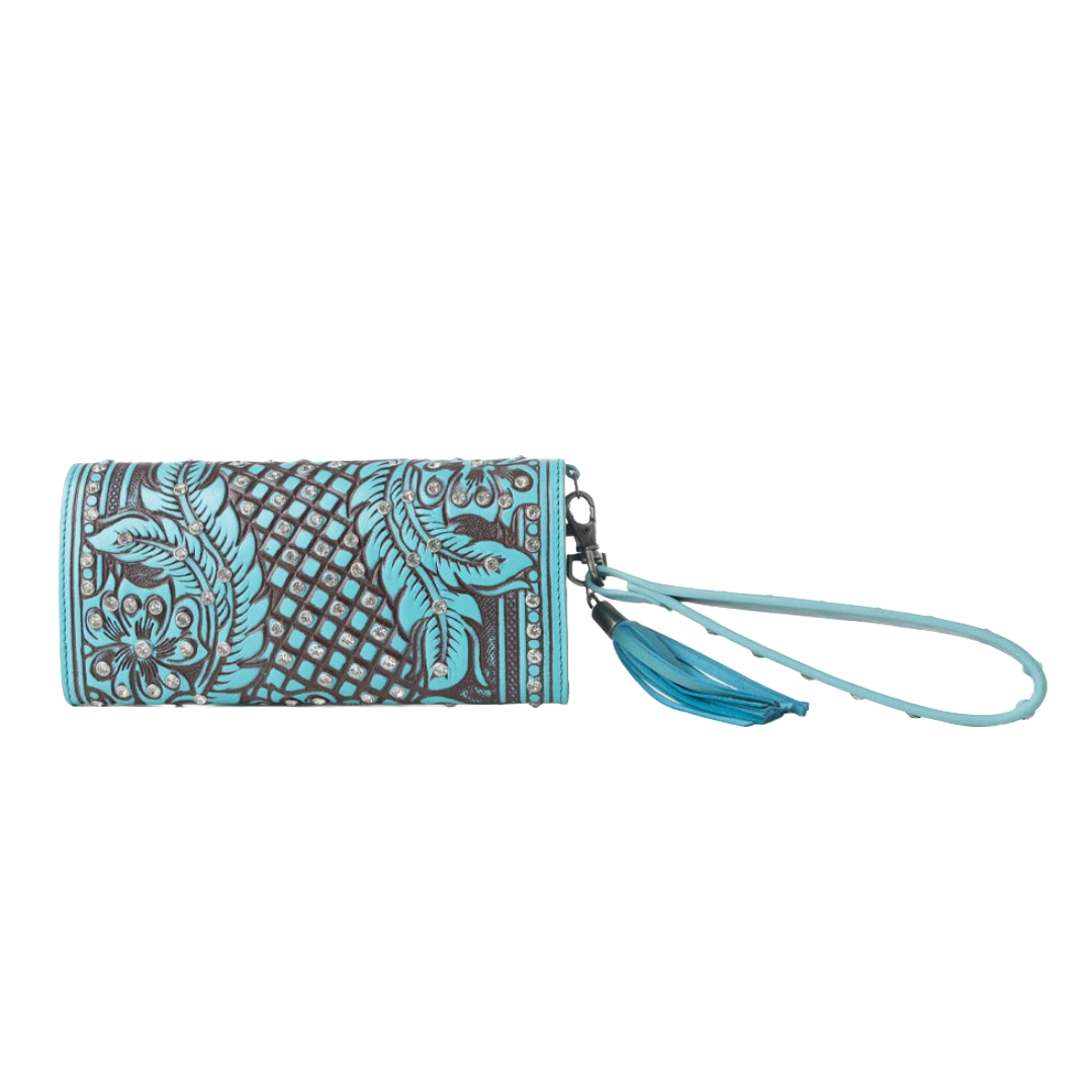 Myra Ladies Wildflower Story Crystal Jade Handtooled Leather Wallet S-14035