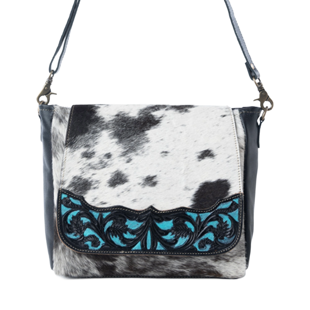 Myra Ladies Sagebrush Vale Hairon Onyx Frost Leather Concealed Carry Bag S-14304