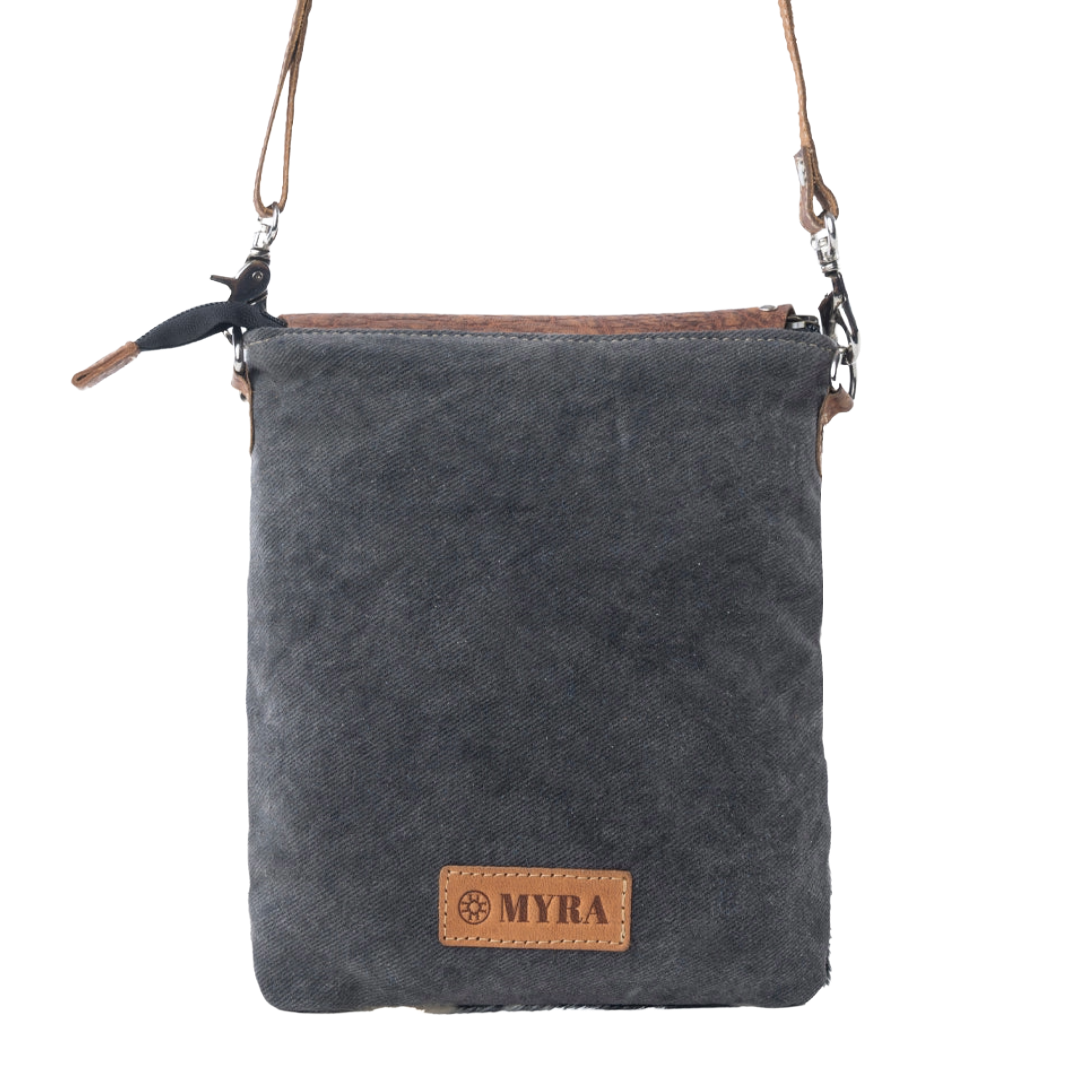 Myra Ladies Stonebrook Canvas & Spotted Ivory Hairon Bag S-14312