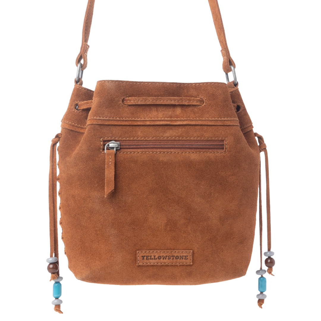 Myra Ladies Yellowstone Sundown Ember Suede Maple Brown Leather Bucket Bag S-14557