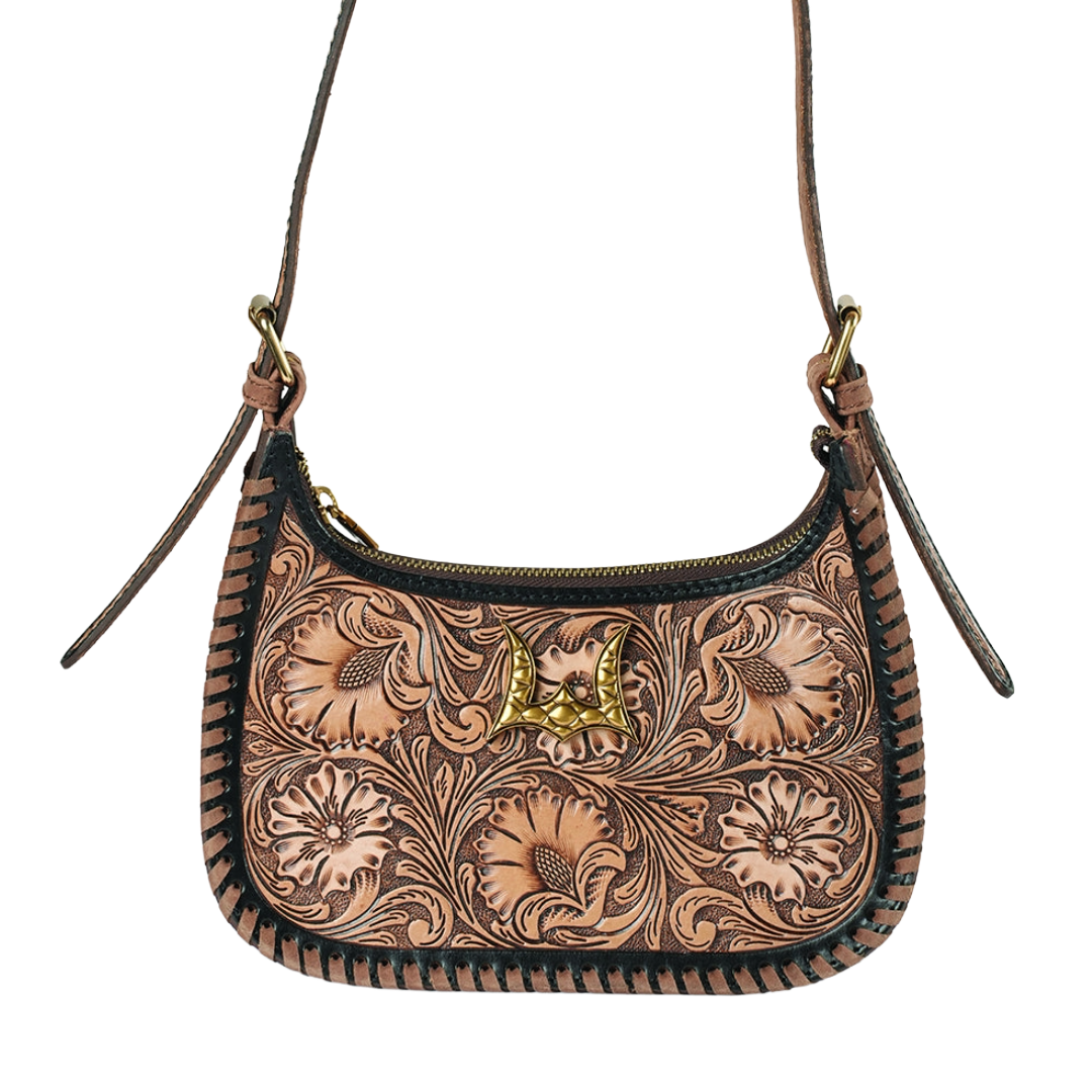 Loyal West Ladies Distressed Brown Handtooled Dannia Medium Purse LW-SS26-611