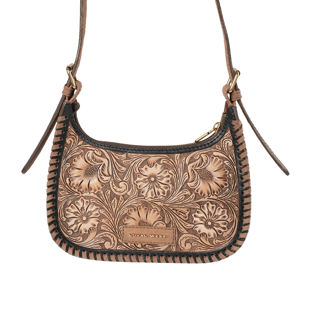 Loyal West Ladies Distressed Brown Handtooled Dannia Medium Purse LW-SS26-611