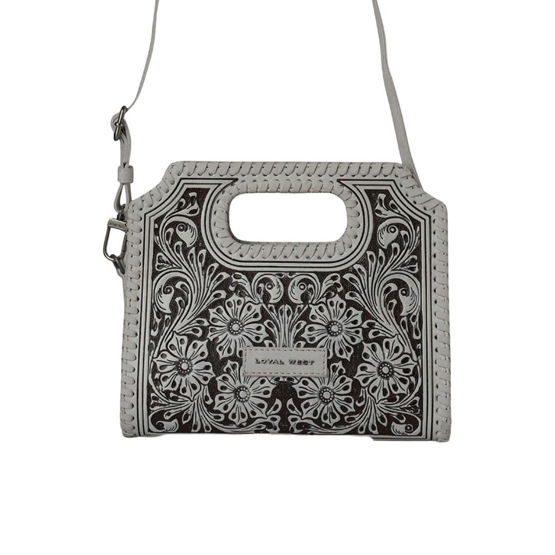 Loyal West Ladies Handtooled Alma Medium Ivory Dust Handbag LW-SS26-610