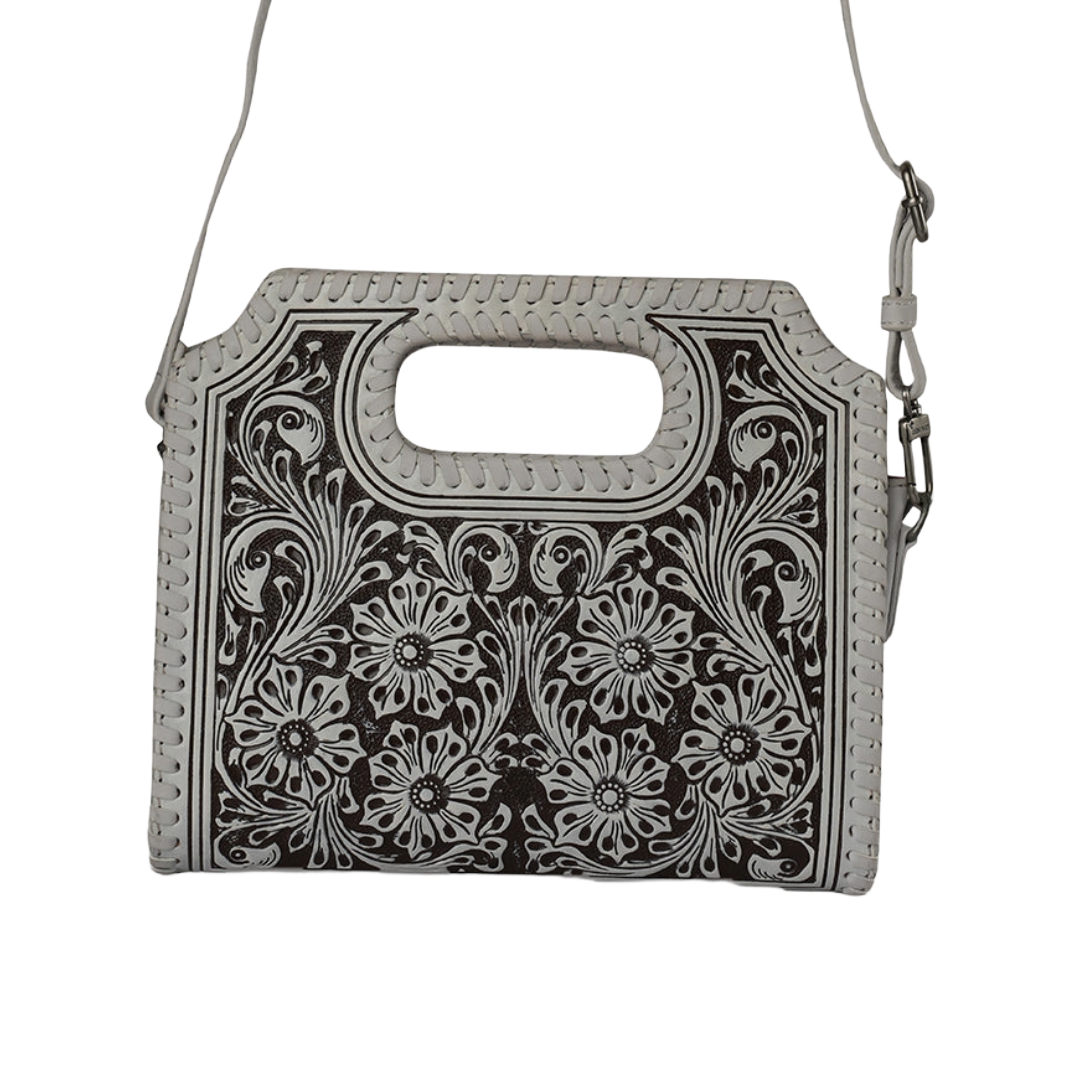 Loyal West Ladies Handtooled Alma Medium Ivory Dust Handbag LW-SS26-610